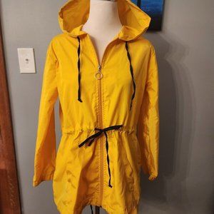 Boohoo Hooded Jacket Full Zip Windbreaker Yellow Size Small